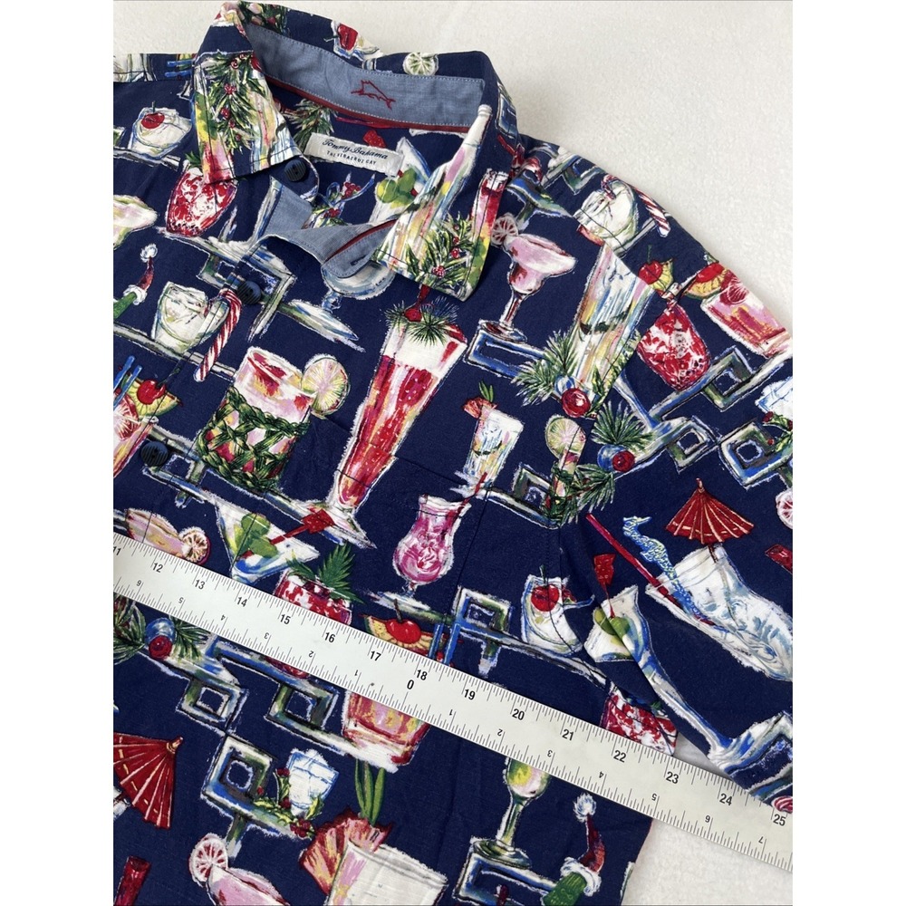 Tommy Bahama Shirt Mens L Veracruz Cay  Cocktail Print EUC Cotton Hawaiian - Picture 4 of 5